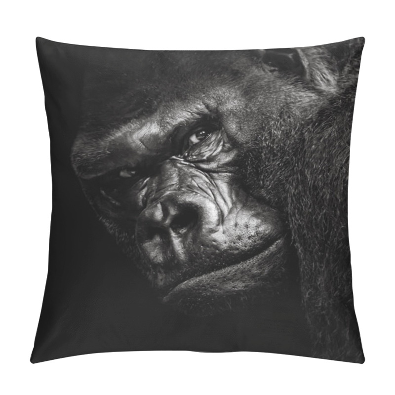 Personality  Western Lowland Gorilla BW Pillow Covers