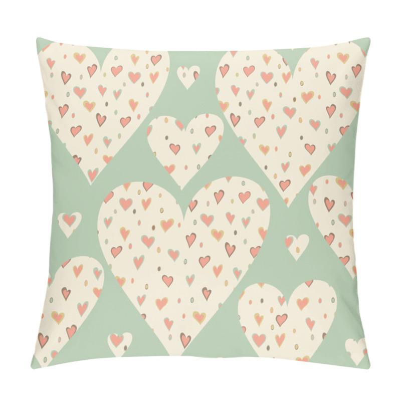 Personality  Cartoon Hearts And Circles Seamless Pattern. Valentines Day Card Pillow Covers