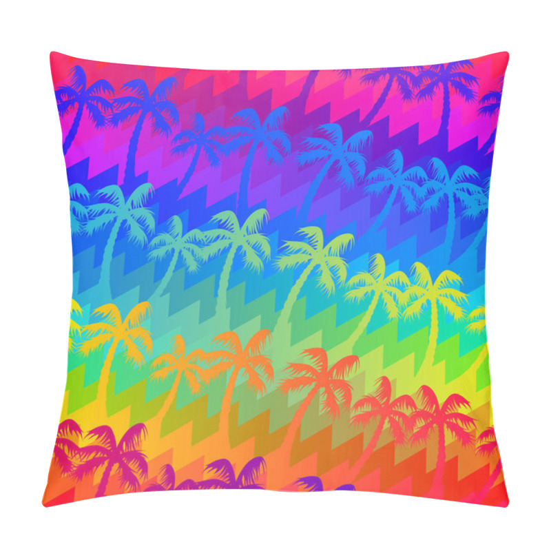 Personality  Tropical Rainbow Palm Trees Seamless Pattern Pillow Covers