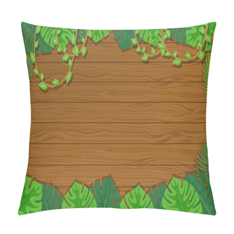 Personality  Blank Wooden Board Background With Leaves Elements Illustration Pillow Covers