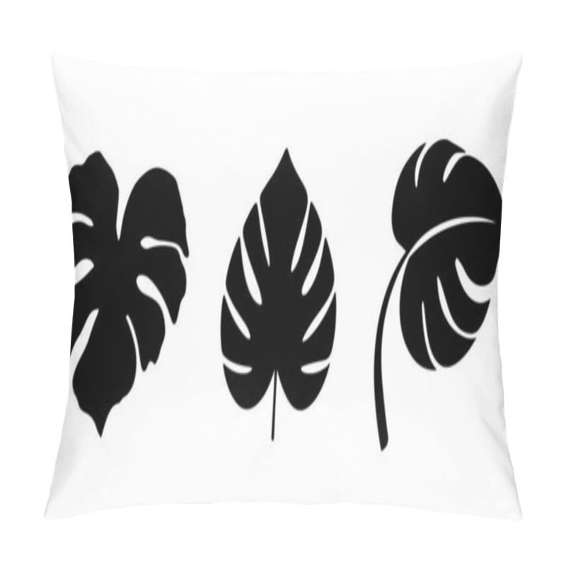 Personality   Silhouette Vector Set Of Monstera Leaf Designs Pillow Covers