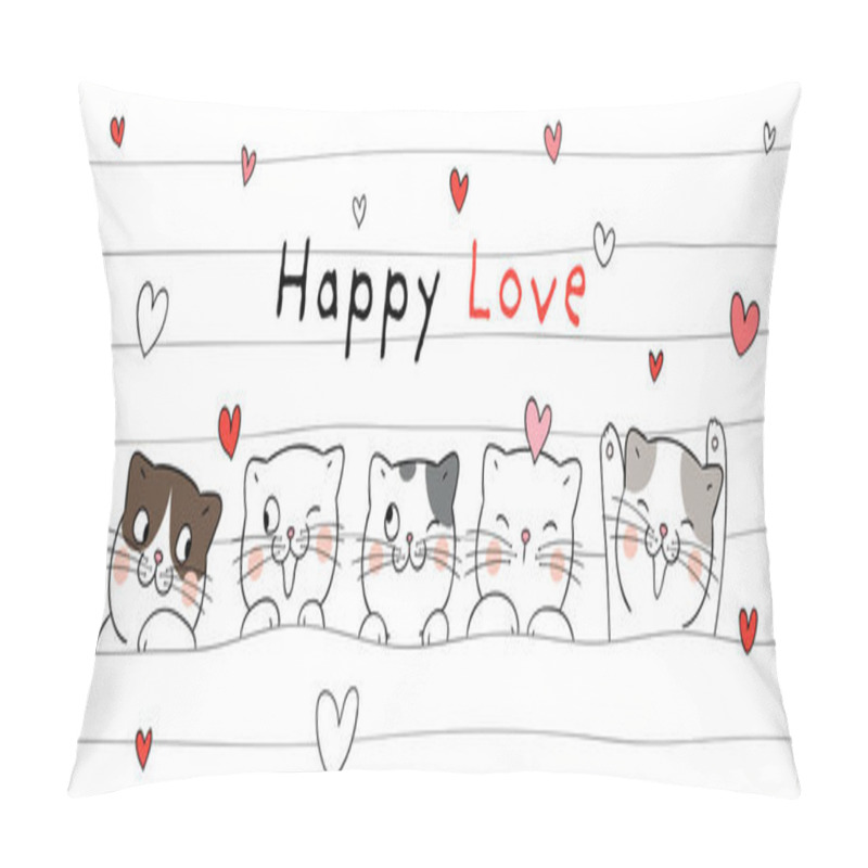 Personality   Draw Banner Cat For Valentine's Day So Funny/Draw Banner Cat For Valentine's Day So Funny Pillow Covers