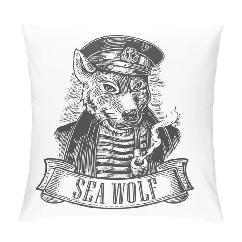 Personality  Sea Wolf With Pipe And Ribbon. Pillow Covers