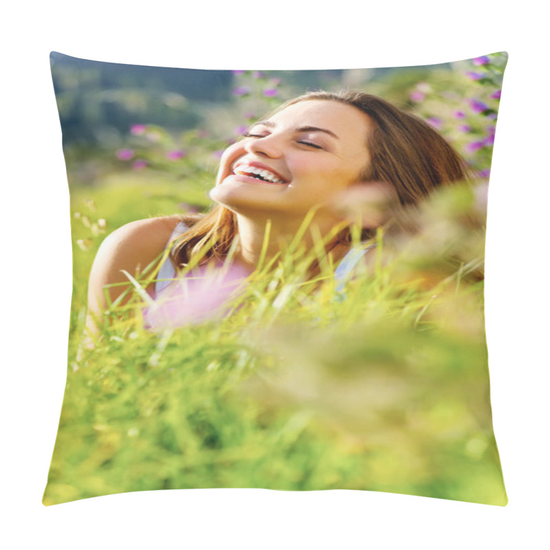 Personality  Happy Woman Outdoor Pillow Covers