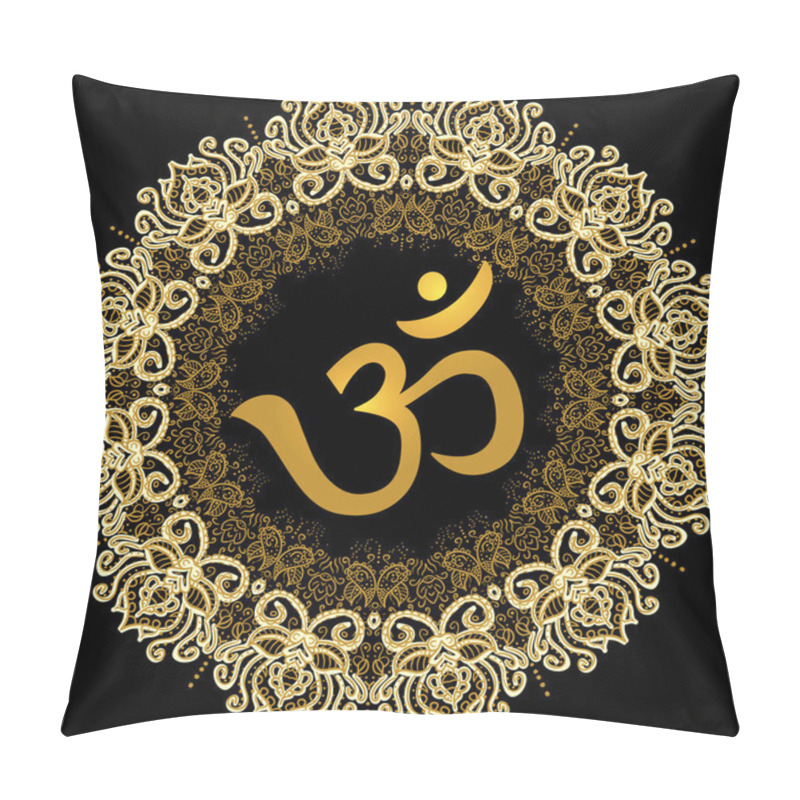 Personality  Om Sing On Mandala Background Pillow Covers