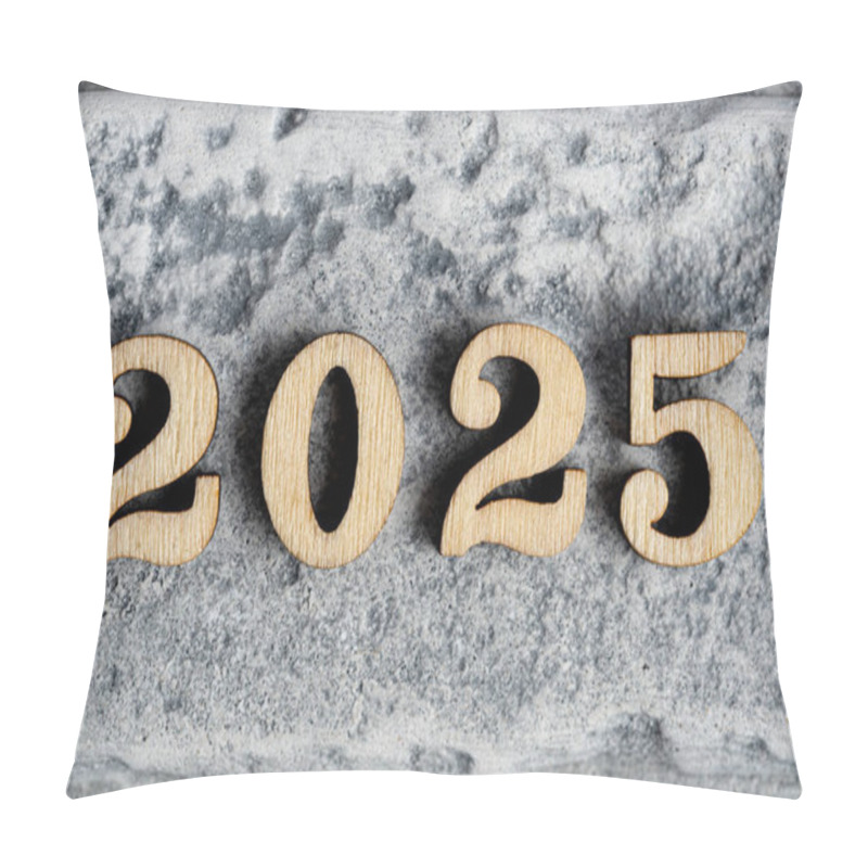 Personality  Wooden Number 2025 On A Stone Background. New Year Concept Pillow Covers