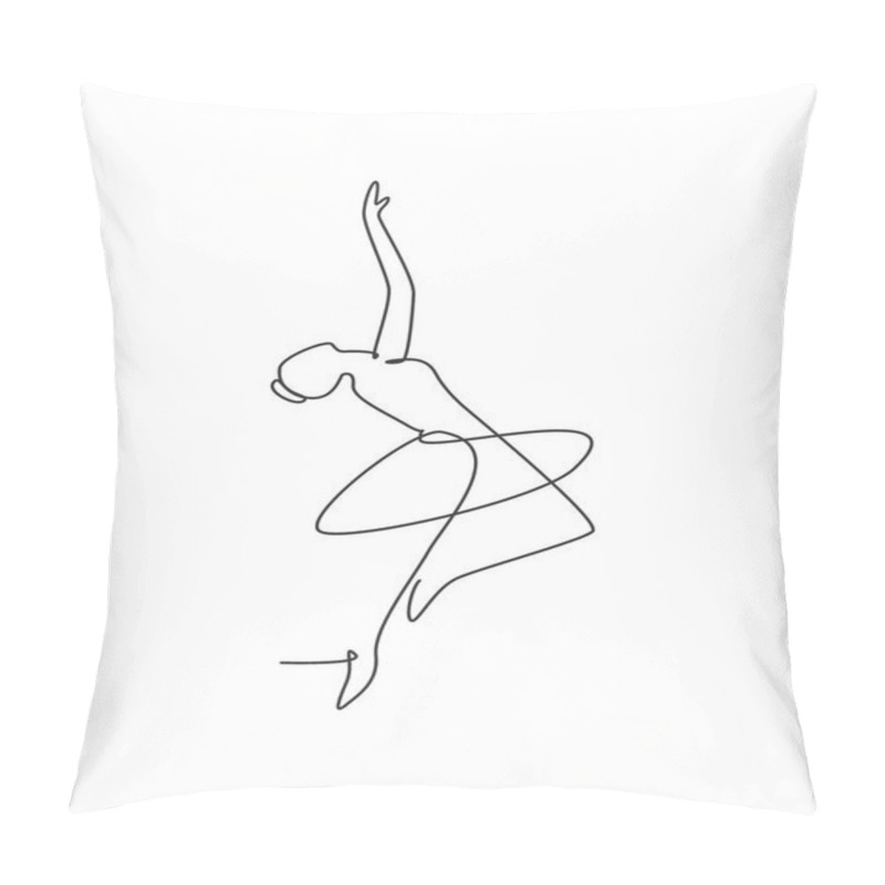 Personality  Single Continuous Line Drawing Pretty Ballerina In Ballet Motion Dance Style. Beauty Sexy Dancer Concept Logo, Minimalist Poster Print Art. Trendy One Line Draw Design Vector Graphic Illustration Pillow Covers