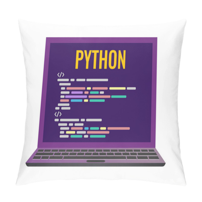 Personality  Laptop With A Code Computer Language Python. Pillow Covers