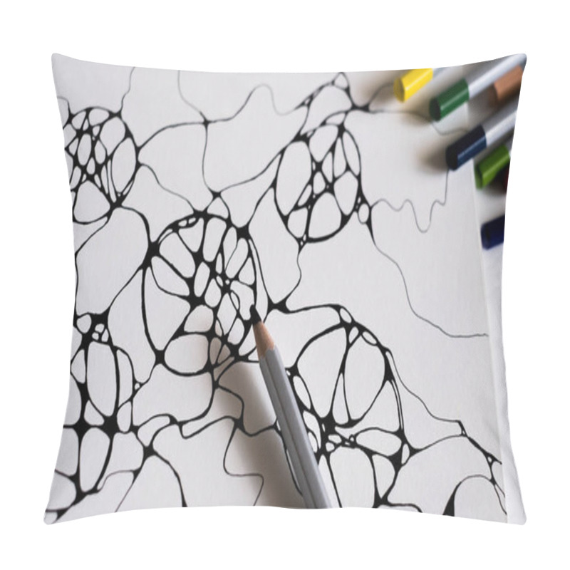 Personality  Neurographic Art Is An Easy Way To Work With The Subconscious Mind Through Drawing. Neurographics As An Art Form Is A New And Is Created By Drawing Circles And Various Shapes Pillow Covers