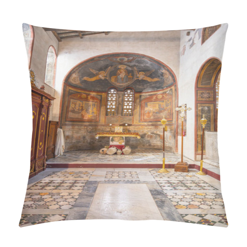 Personality  The Basilica Of Santa Maria In Cosmedin Features A Stunning Interior With Historical Frescoes, Intricate Tile Work, And Religious Artifacts Illuminated By Soft Natural Light Streaming Through Windows. Pillow Covers