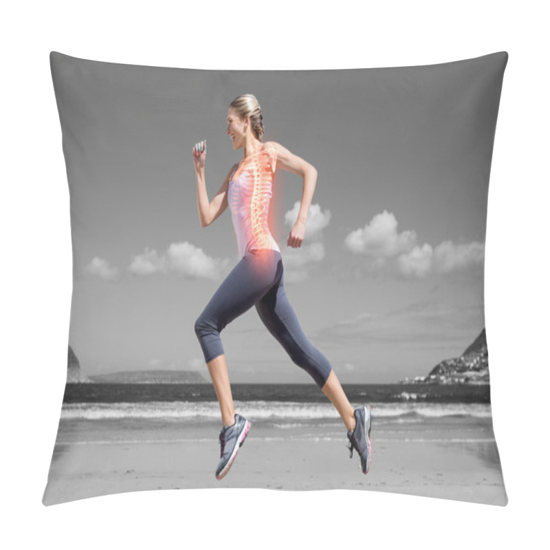 Personality  Jogging Woman On Beach Pillow Covers