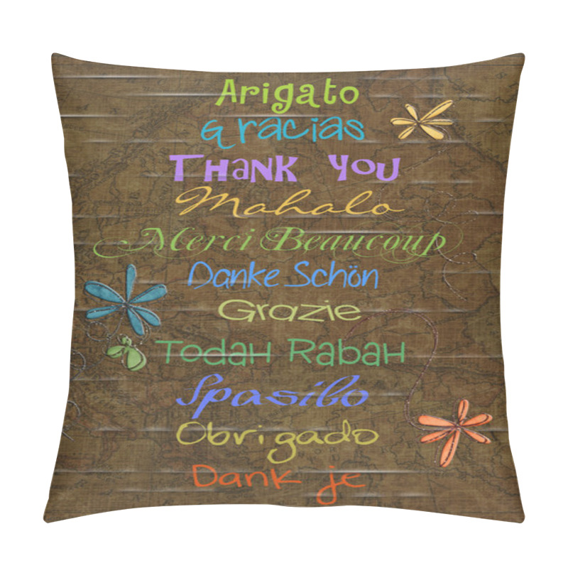 Personality  Thank You On Old Map Background Pillow Covers