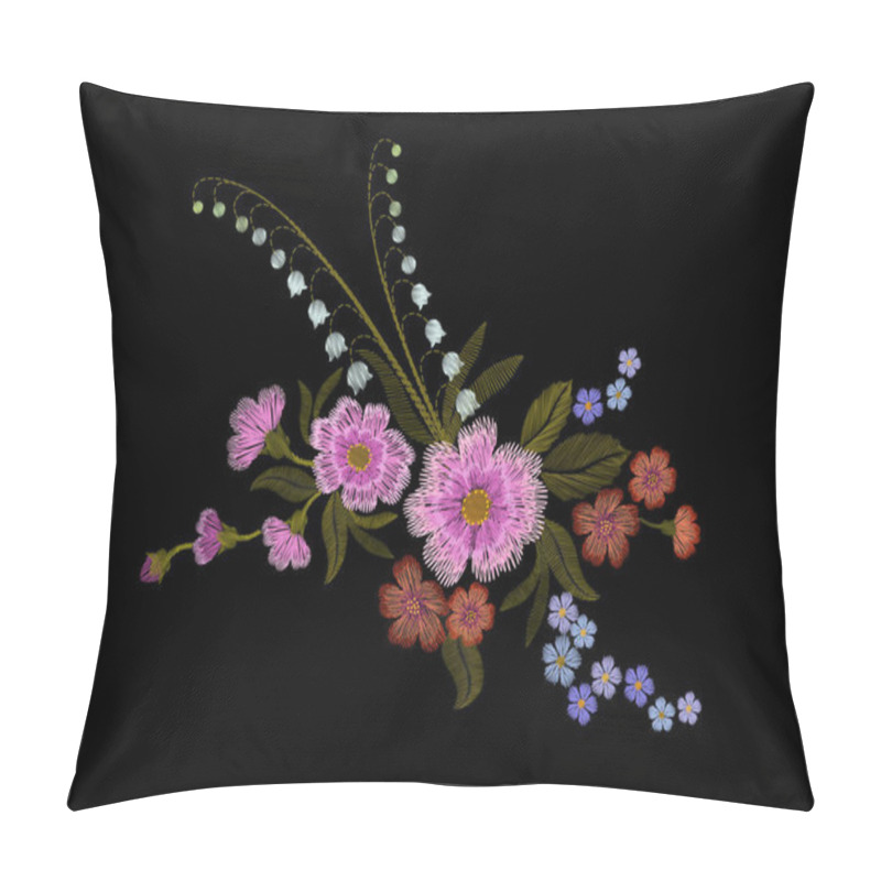 Personality  Delicate Pink Rose And Buds On A Black Background Pillow Covers