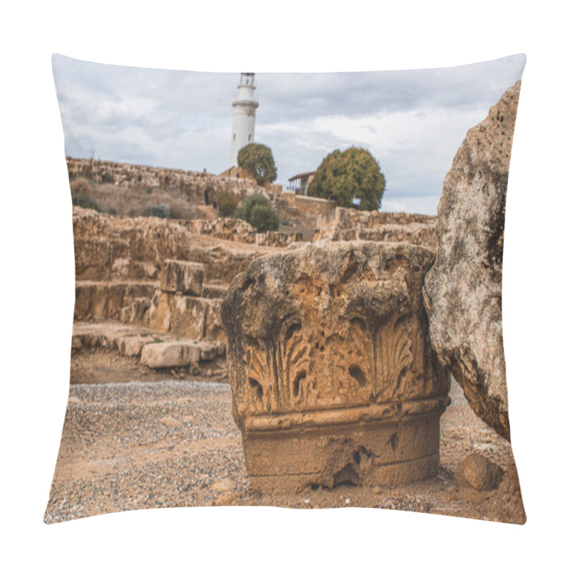 Personality  Ancient Ruins In Archaeological Park Near Lighthouse  Pillow Covers