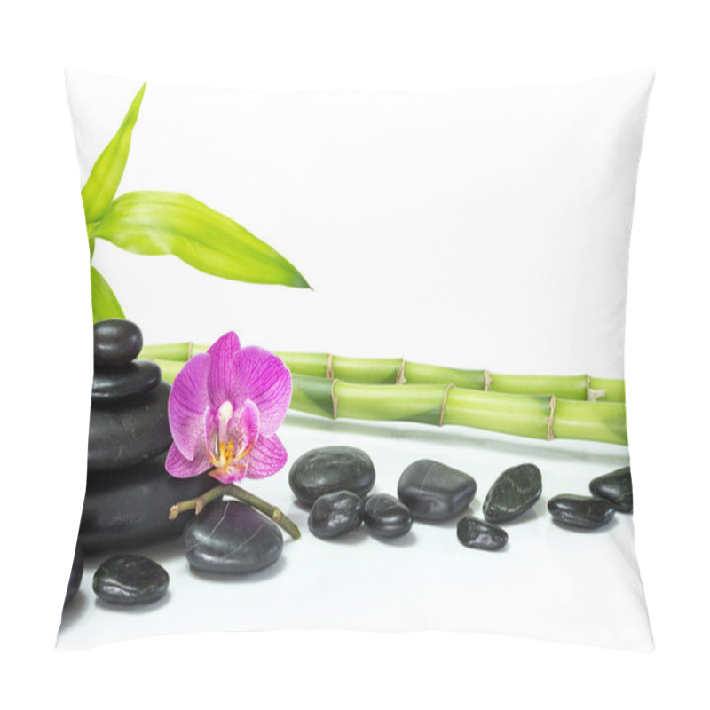 Personality  Purple Orchid With Bamboo And Row Stones Pillow Covers