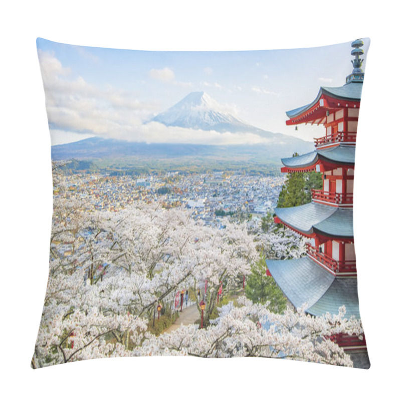 Personality  Churieto Pagoda Is The One Of Most Popular Place For Fuji Mountain Sightseeing , Located At Yamanashi Prefecture, Japan Pillow Covers