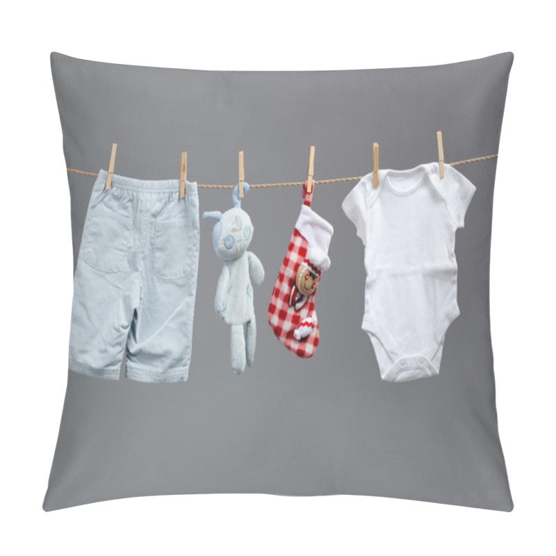 Personality  Baby Boy Clothes With Santa Bags On The Clothesline Pillow Covers