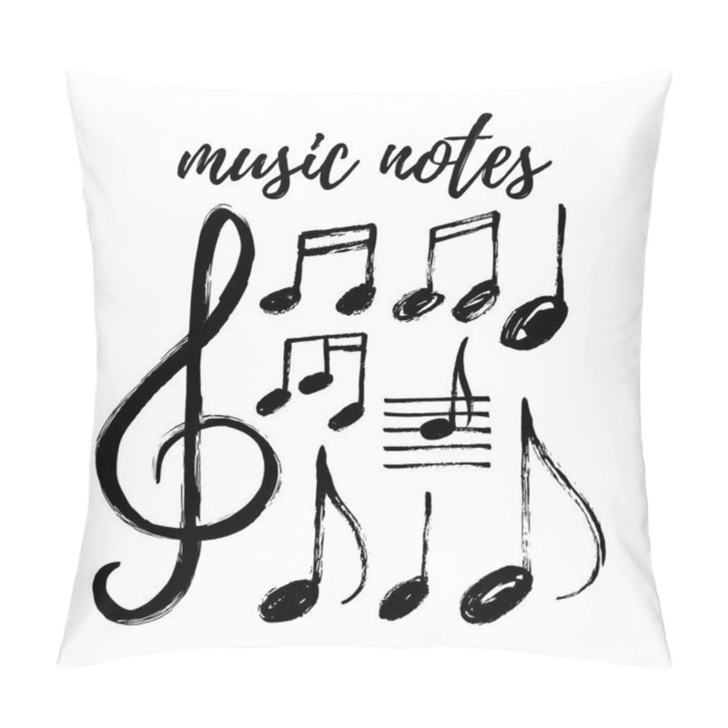 Personality  Vector Illustration Set Of Hand-drawn Music Notes. Pillow Covers