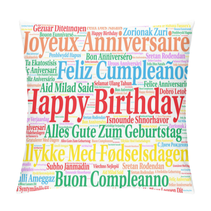 Personality  Happy Birthday In Different Languages Pillow Covers