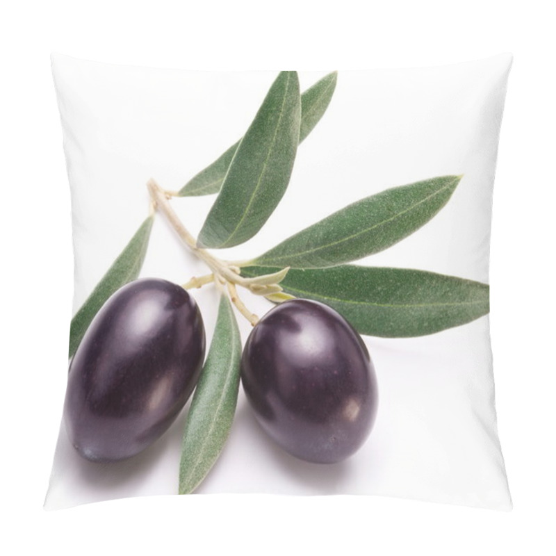 Personality  Ripe Black Olives With Leaves. Pillow Covers