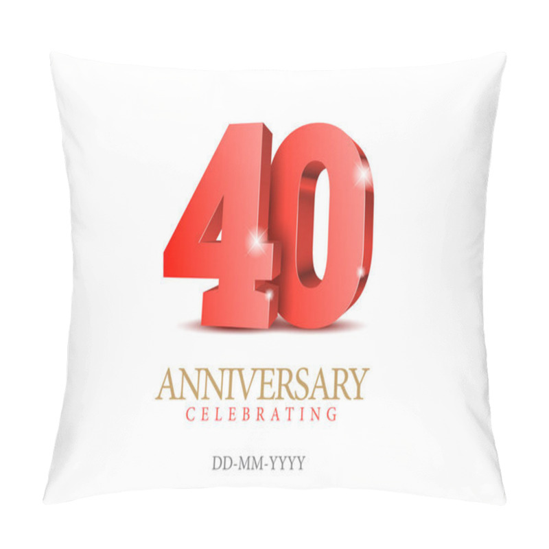 Personality  Anniversary 40. Red 3d Numbers. Pillow Covers