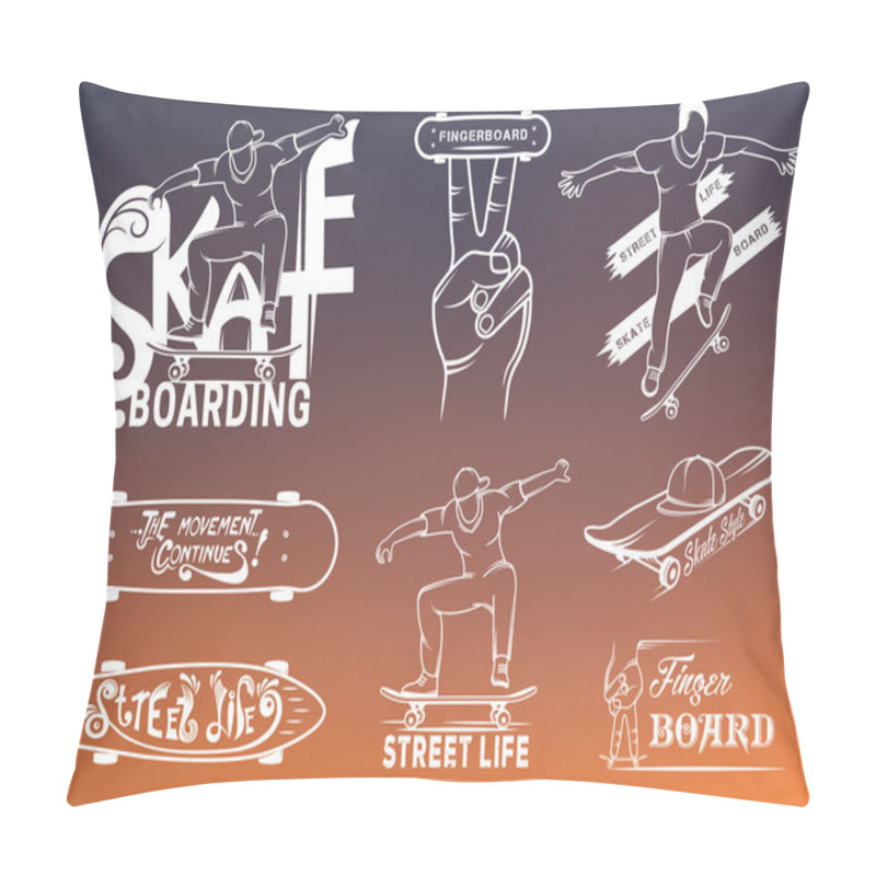 Personality  Set Of Skateboarding Emblems, Logo And Badges Pillow Covers