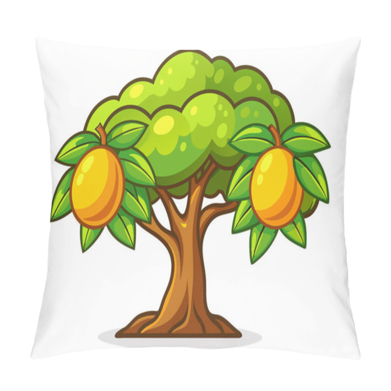 Personality  Cartoon Illustration Of A Mango Tree With Ripe Fruit. Pillow Covers