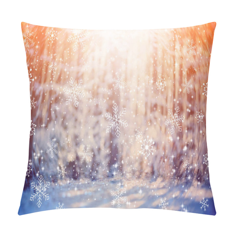 Personality  Snowy Forest Background Pillow Covers