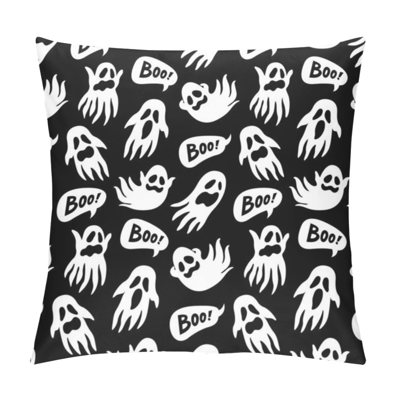 Personality  Ghost And Boo Seamless Pattern. Halloween Background.  Pillow Covers