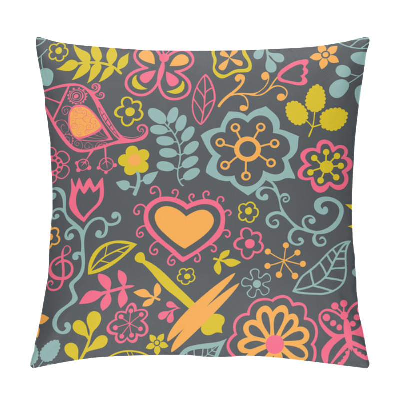 Personality  Floral Seamless Pattern With Flowers. Vector Blooming Doodle Flo Pillow Covers