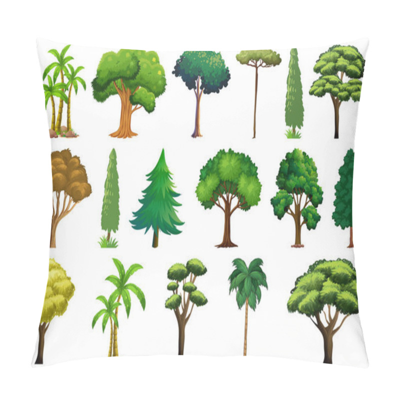 Personality  Set Of Variety Plants And Trees Illustration Pillow Covers