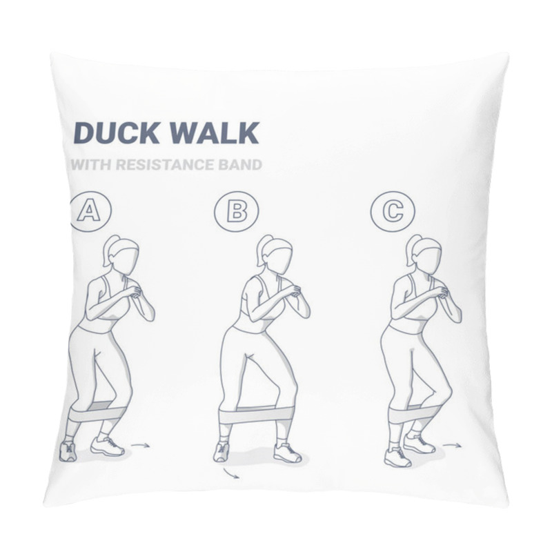 Personality  Duck Walk Home Workout Female Exercise Guidance Outline Concept. Pillow Covers