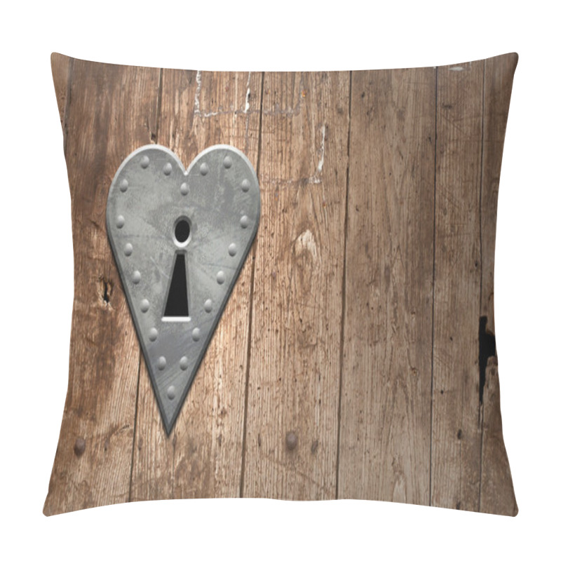 Personality  Heart Keyhole On A Wooden Door Pillow Covers