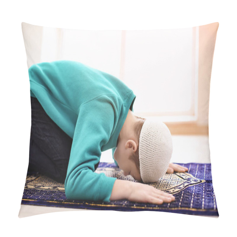 Personality  Little Muslim Boy Praying, Indoors Pillow Covers