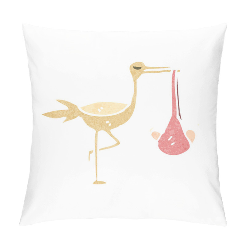 Personality  Retro Cartoon Stork Carrying Baby Pillow Covers