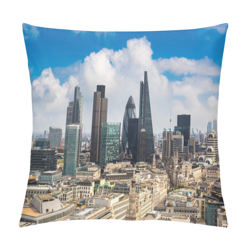 Personality  Panoramic Aerial View Of London, Skyscrapers In The Financial District, England, United Kingdom Pillow Covers