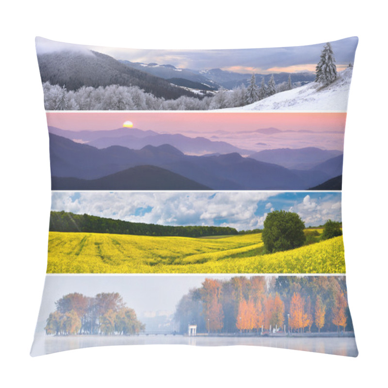 Personality  Set Of The 4 Seasons Landscape Pillow Covers