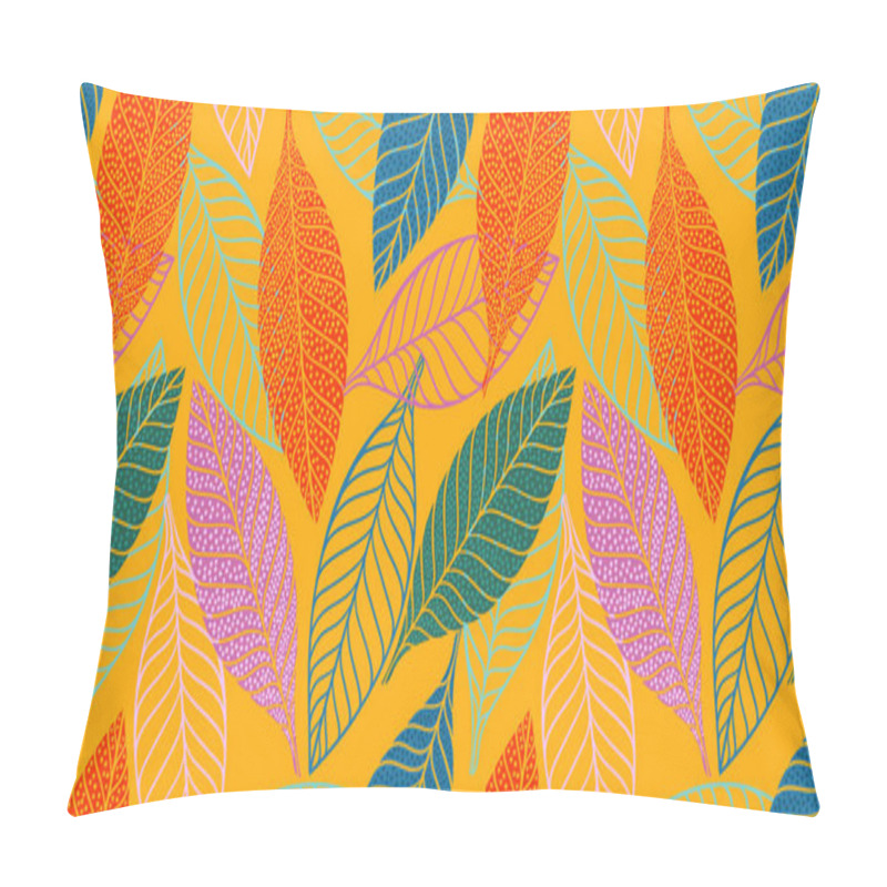 Personality  Bright Funny Seamless Pattern With Abstract Leaves. Vector Design Pillow Covers