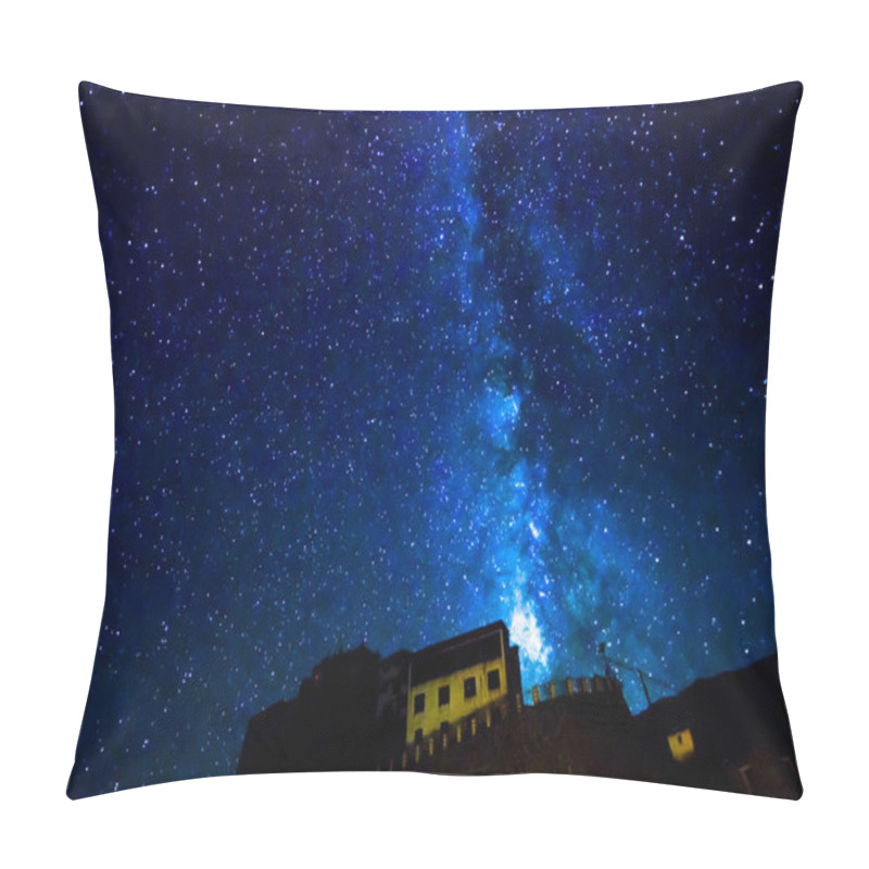 Personality  Milky Way Over Key Gompa Tibetan Buddhist Monastery Pillow Covers