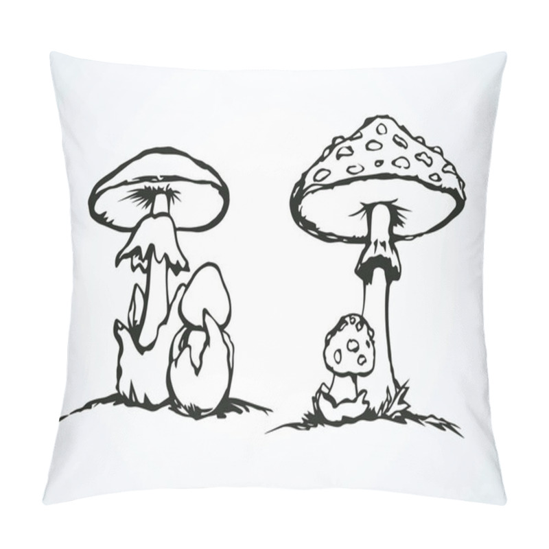 Personality  Poisonous Fungus. Vector Drawing Pillow Covers