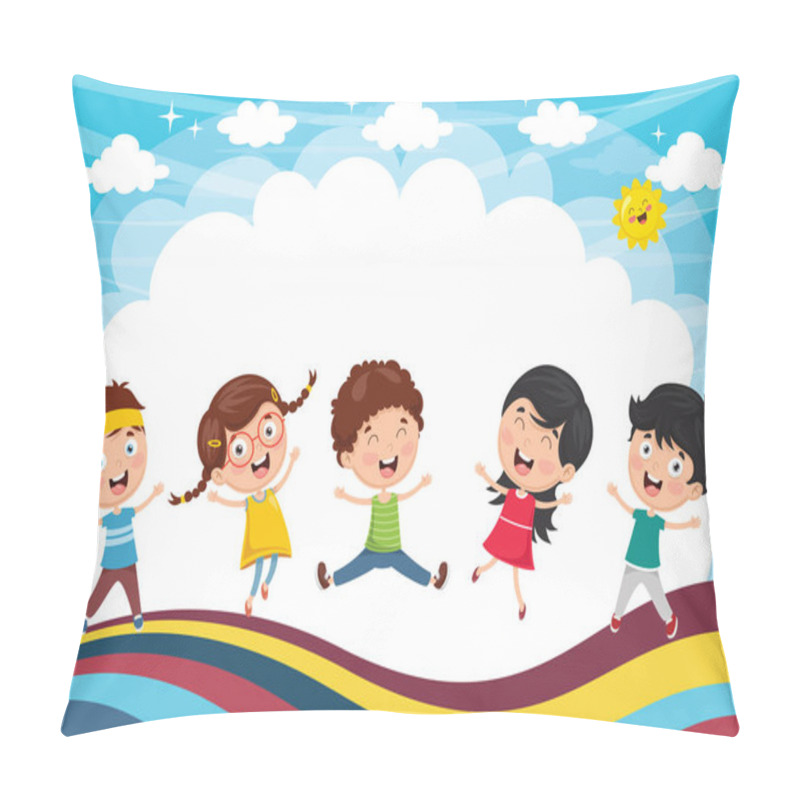 Personality  Vector Illustration Of Kids Playing Pillow Covers