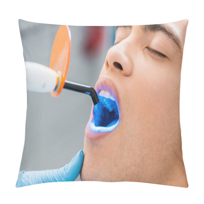 Personality  Close Up Of African American Man During Bleaching Procedure  Pillow Covers