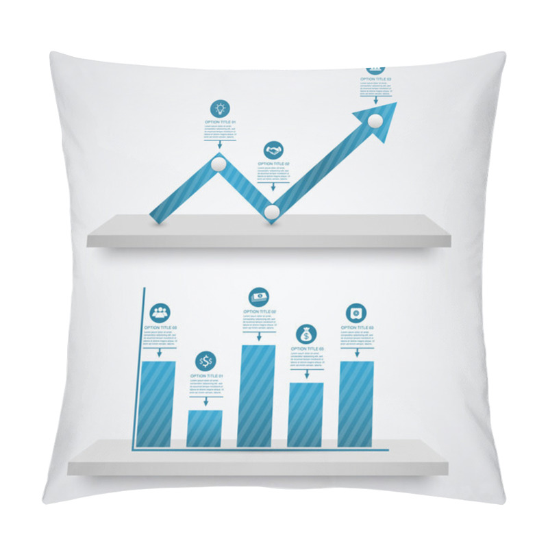 Personality  Business Graph With Arrow Vector Illustration Pillow Covers