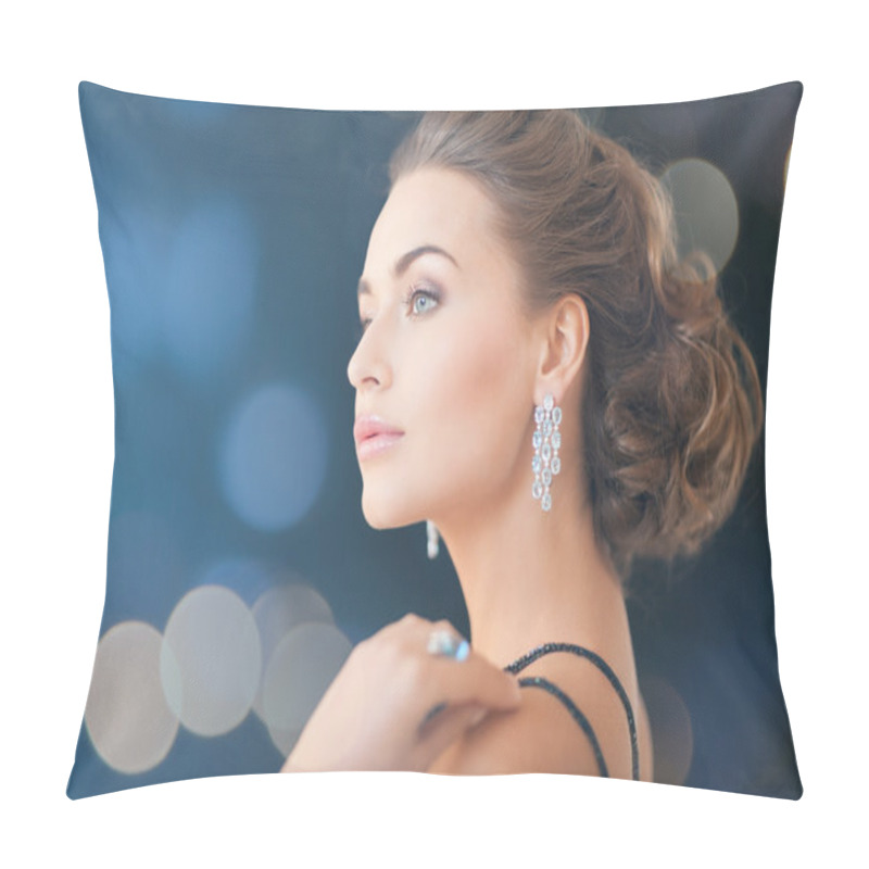 Personality  Woman With Diamond Earrings Pillow Covers