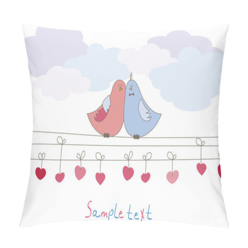 Personality  Romantic Card With Birds. Vector Illustration Pillow Covers