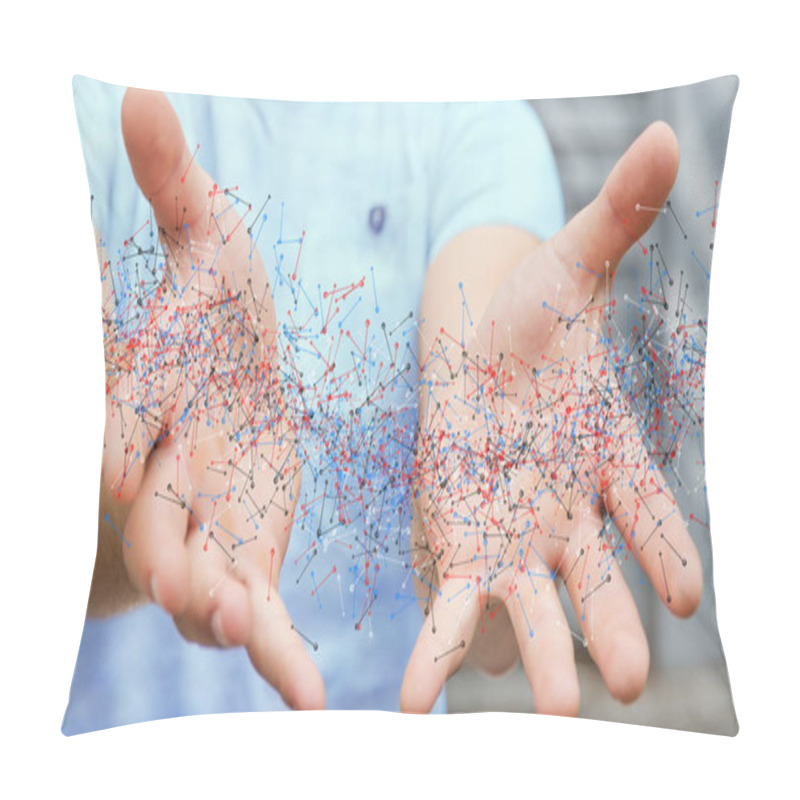 Personality  Man Holding DNA Structure In His Hand Pillow Covers