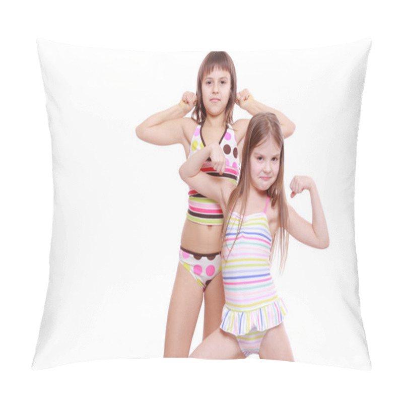 Personality  Little Girls Wearing Summer Swimsuits Pillow Covers