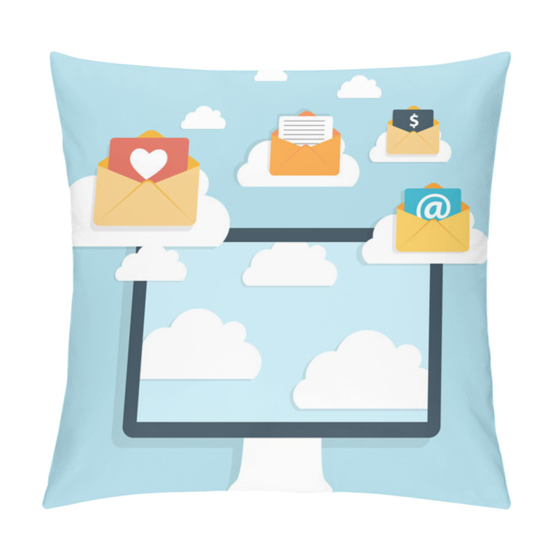 Personality  Flat Design Concept Email Write Icon Vector Illustration Pillow Covers