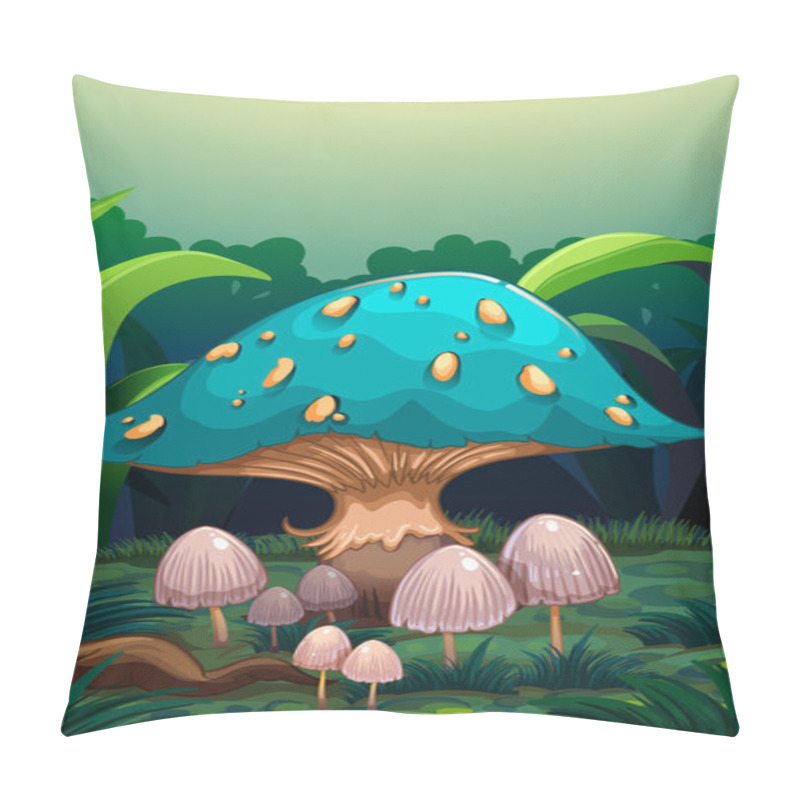 Personality  A Giant Mushroom Surrounded With Small Mushrooms Pillow Covers