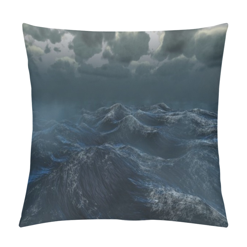 Personality  Rough Stormy Ocean Under Dark Sky Pillow Covers